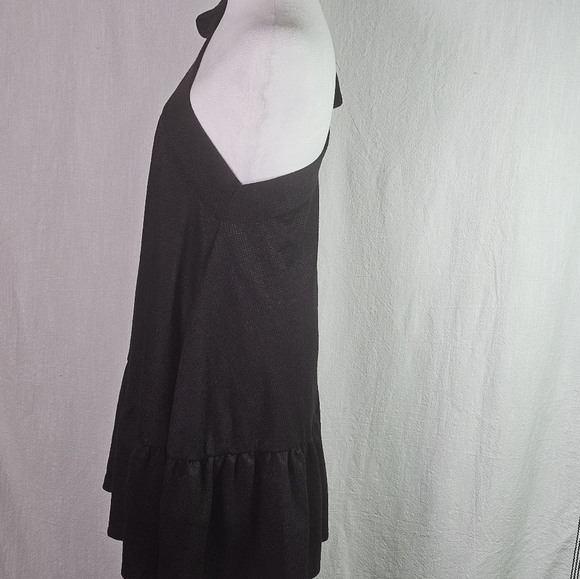 Free People Avery One Shoulder Black Mini Dress Sz M Ruffle Hem,Pockets - Picture 6 of 14
